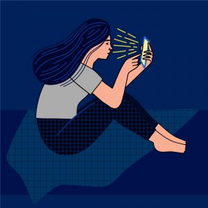 adicción a TikTok adolescentes móvil ilustración