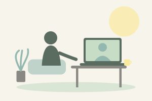 terapia online por videollamada ilustración