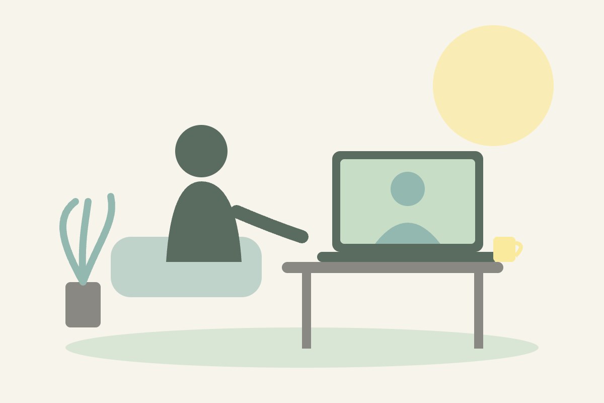 terapia online por videollamada ilustración