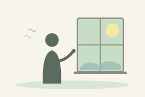 cómo dejar de tomarte las cosas personalmente, mujer mirando por la ventana, ilustración